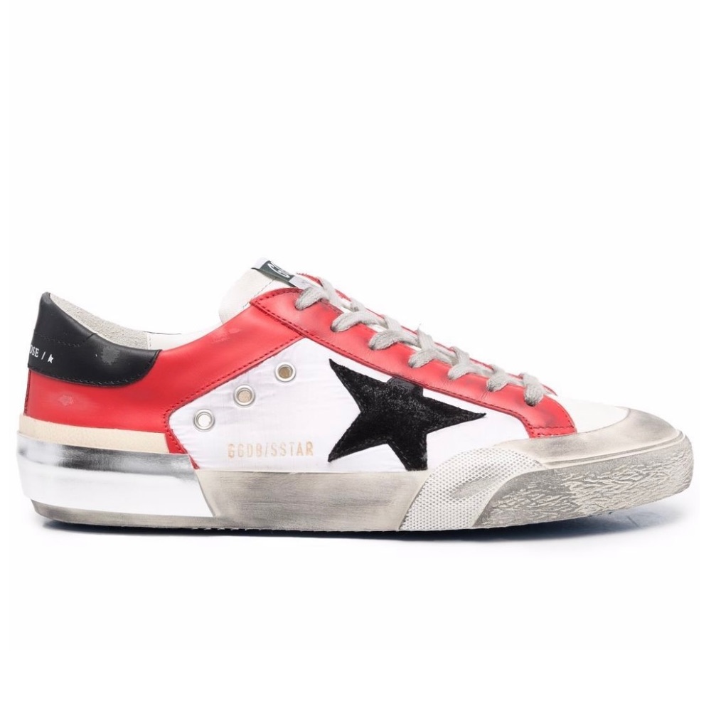Golden Goose Super-Star Low Top Sneaker In White/Red/Black